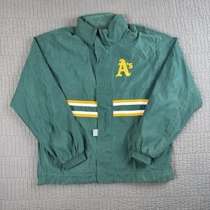 Athletics A's Jacket Men Medium MLB G-III Carl Banks Windbreaker Hidden Hood VTG